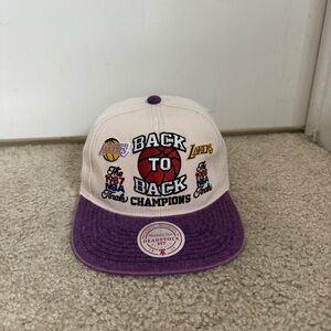 Urban Outiftters Lakers Back to Back Champions Flat Bill Hat